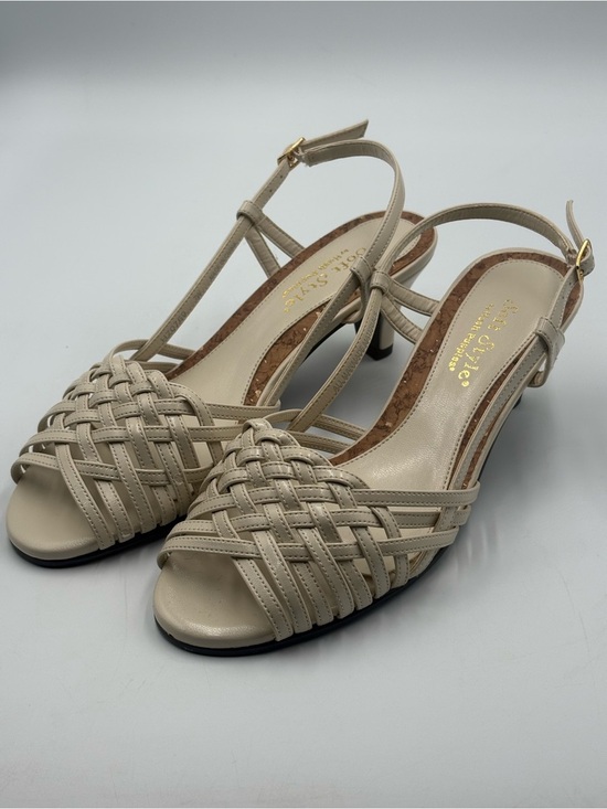 Hush Puppies Shoes - Soft Style Hush Puppies Women’s Beige Woven Slingback Heels Size 7W Wide
